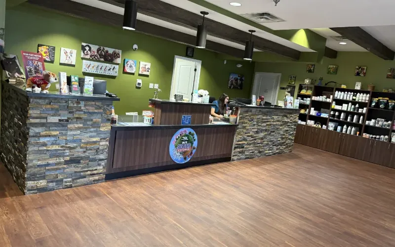 Arlington Animal Clinic welcome room.